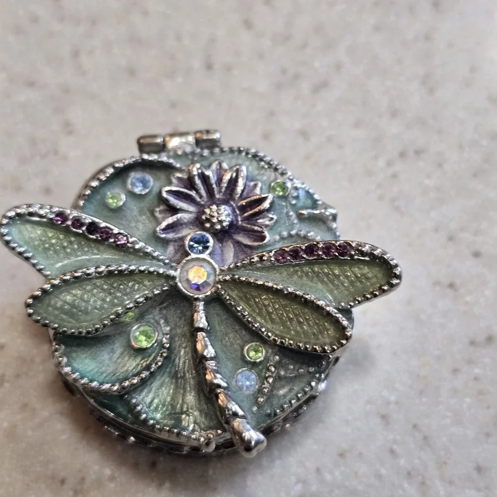 Brighton Compact Mirror Dragonfly and Dragonfly Monet Trinket Enamel Rhineston